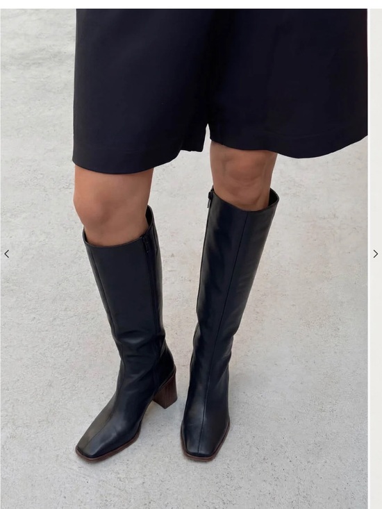 ALOHAS Shoes - ALOHAS Black Over-the-Knee Leather Boots with Block Heel